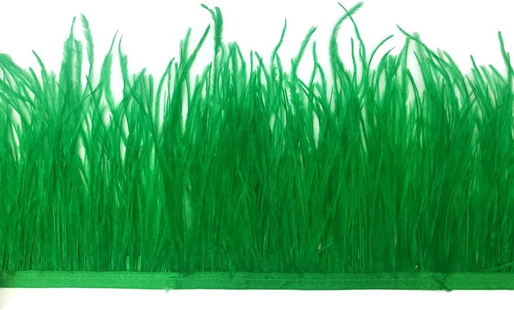 1 Yard - Kelly Green Ostrich Fringe Trim Wholesale Feather (Bulk)