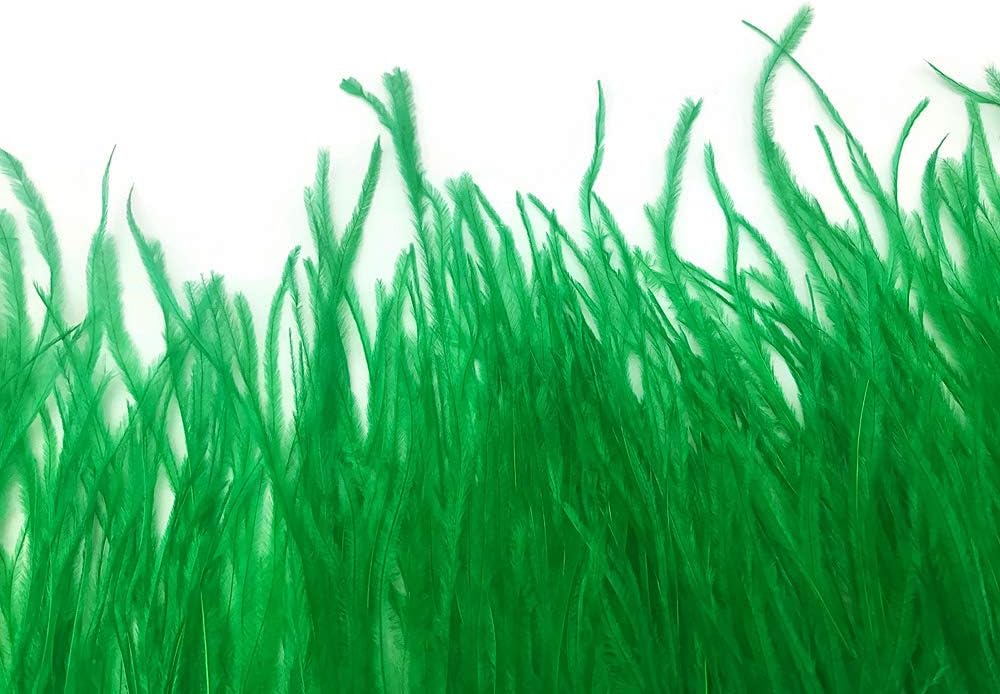 6 Inch Strip - Kelly Green Ostrich Fringe Trim Feather