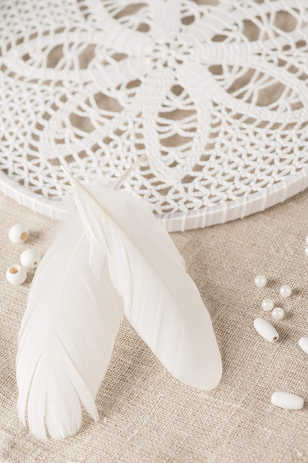 1 Yard - Ivory Goose Pallet Parried Dyed Feather Trim