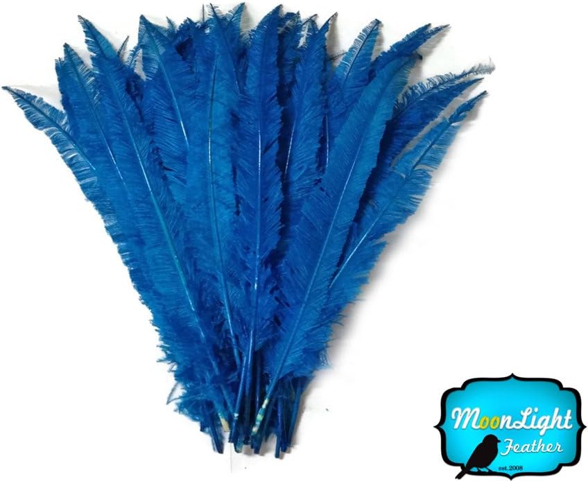 5 Pieces - Turquoise Blue Long Ostrich Nandu Trimmed Feathers