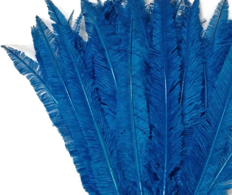 5 Pieces - Turquoise Blue Long Ostrich Nandu Trimmed Feathers