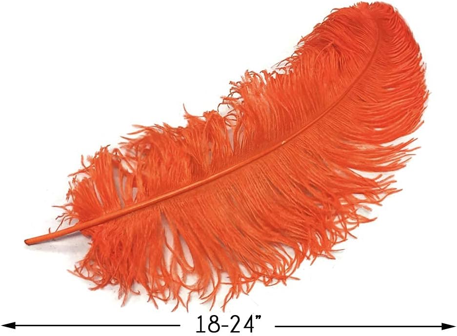 1/2 Lb. - 18-24" Orange Large Ostrich Wing Plume Wholesale Feathers (Bulk)