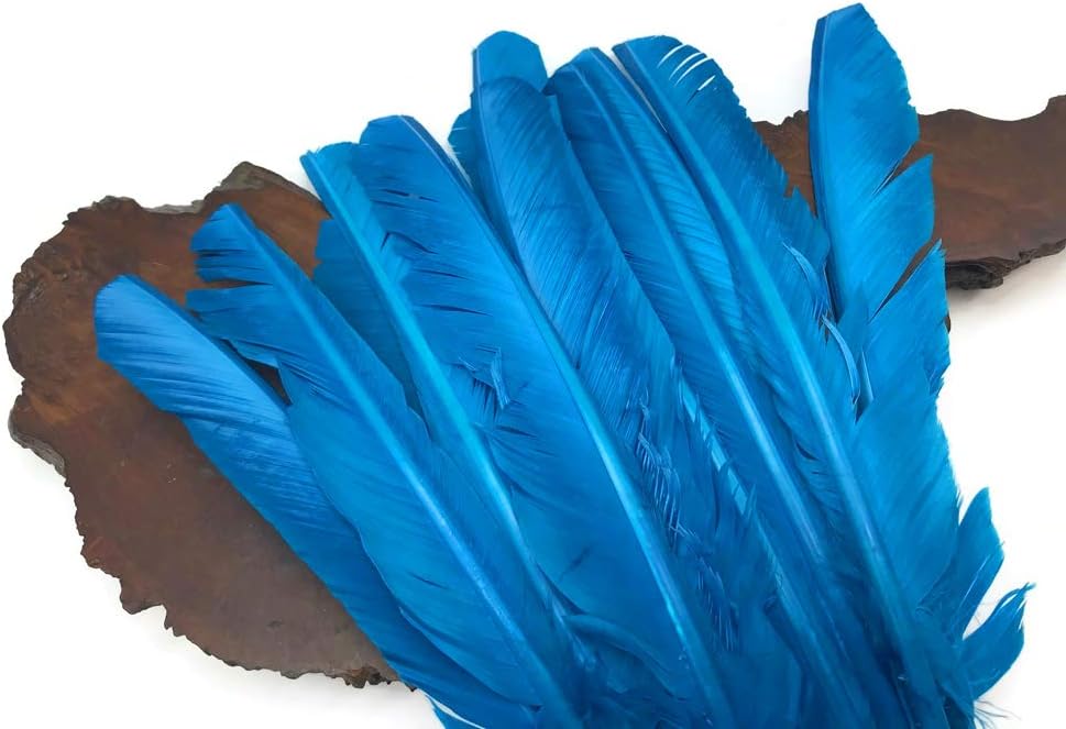 6 Pieces - Turquoise Blue Turkey Pointers Primary Wing Quill Large Feathers