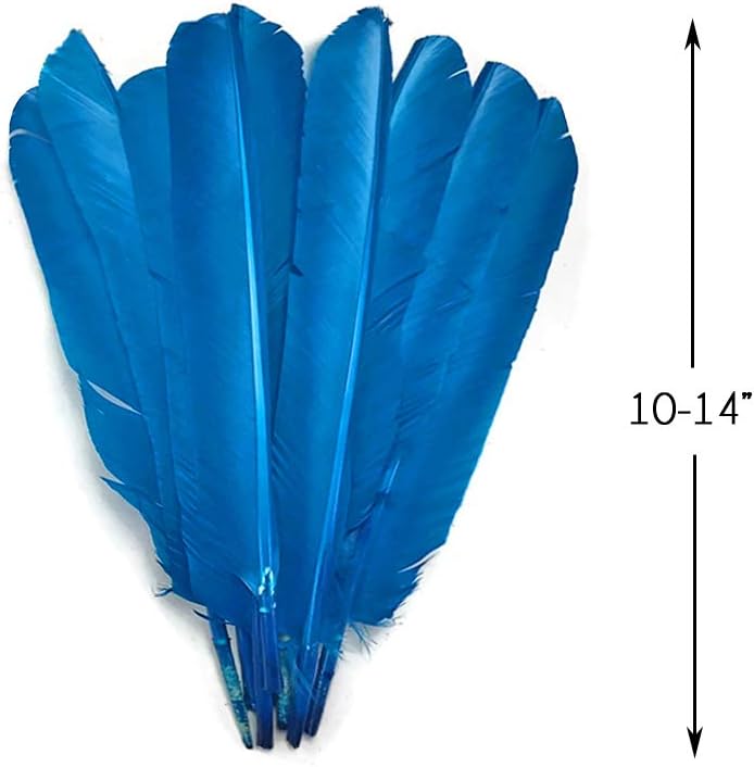 6 Pieces - Turquoise Blue Turkey Pointers Primary Wing Quill Large Feathers