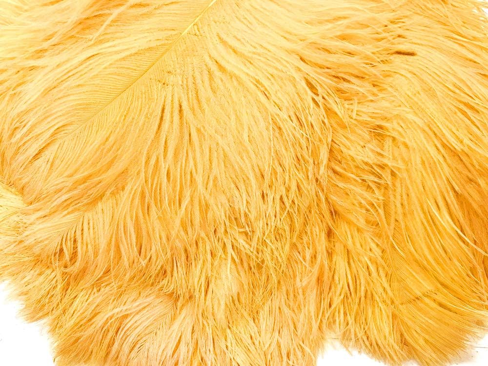 10 Pieces -  12-16" Golden Yellow Dyed Ostrich Tail Fancy Feathers