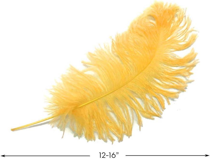 10 Pieces -  12-16" Golden Yellow Dyed Ostrich Tail Fancy Feathers