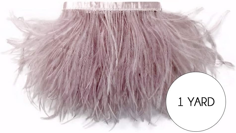 1 Yard - Taupe Ostrich Fringe Trim Wholesale Feather (Bulk)