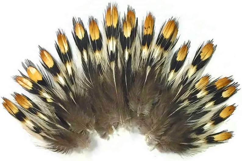 10 Pieces - Mini Natural Gold Jungle Cock Eye Loose Feather