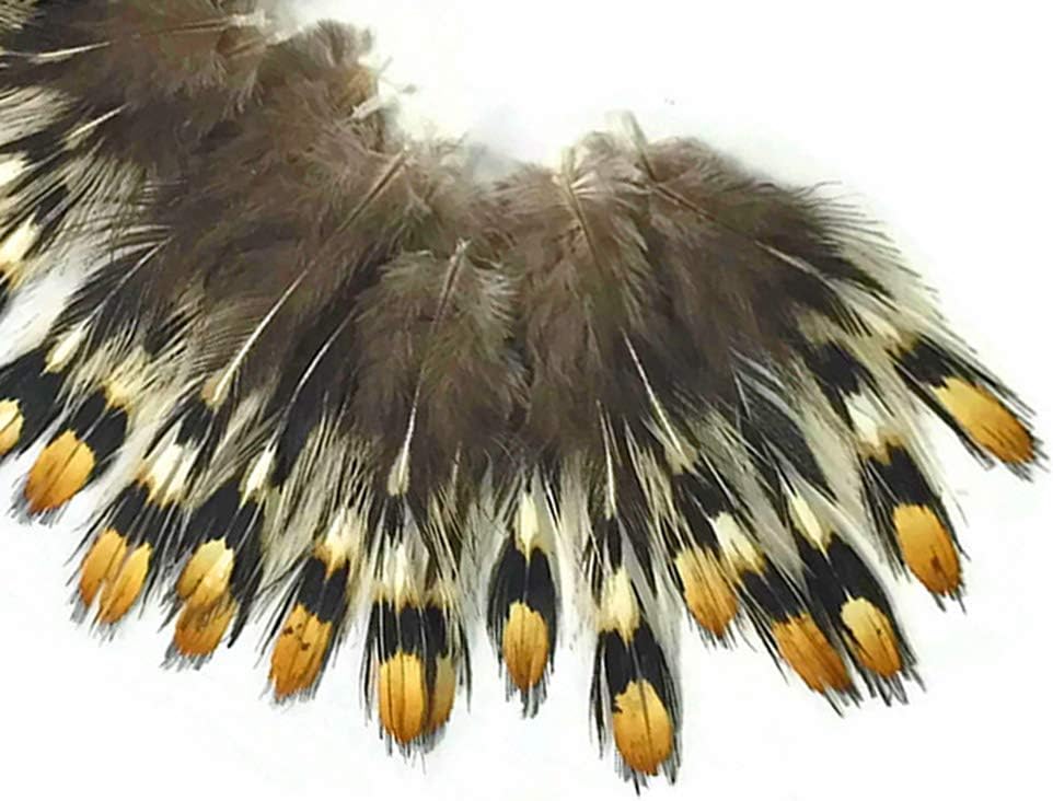 10 Pieces - Mini Natural Gold Jungle Cock Eye Loose Feather