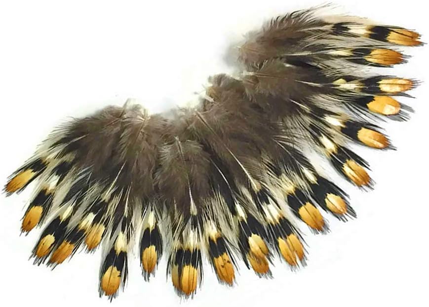 10 Pieces - Mini Natural Gold Jungle Cock Eye Loose Feather