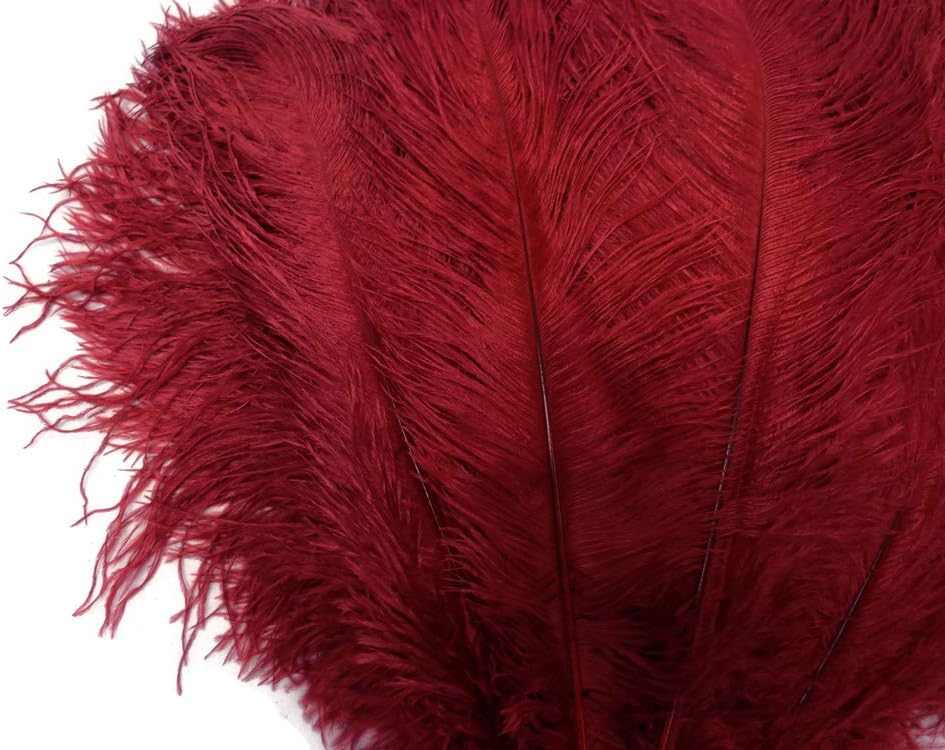 100 Pieces - 6-8" Burgundy Ostrich Drabs Body Wholesale Feathers (Bulk)