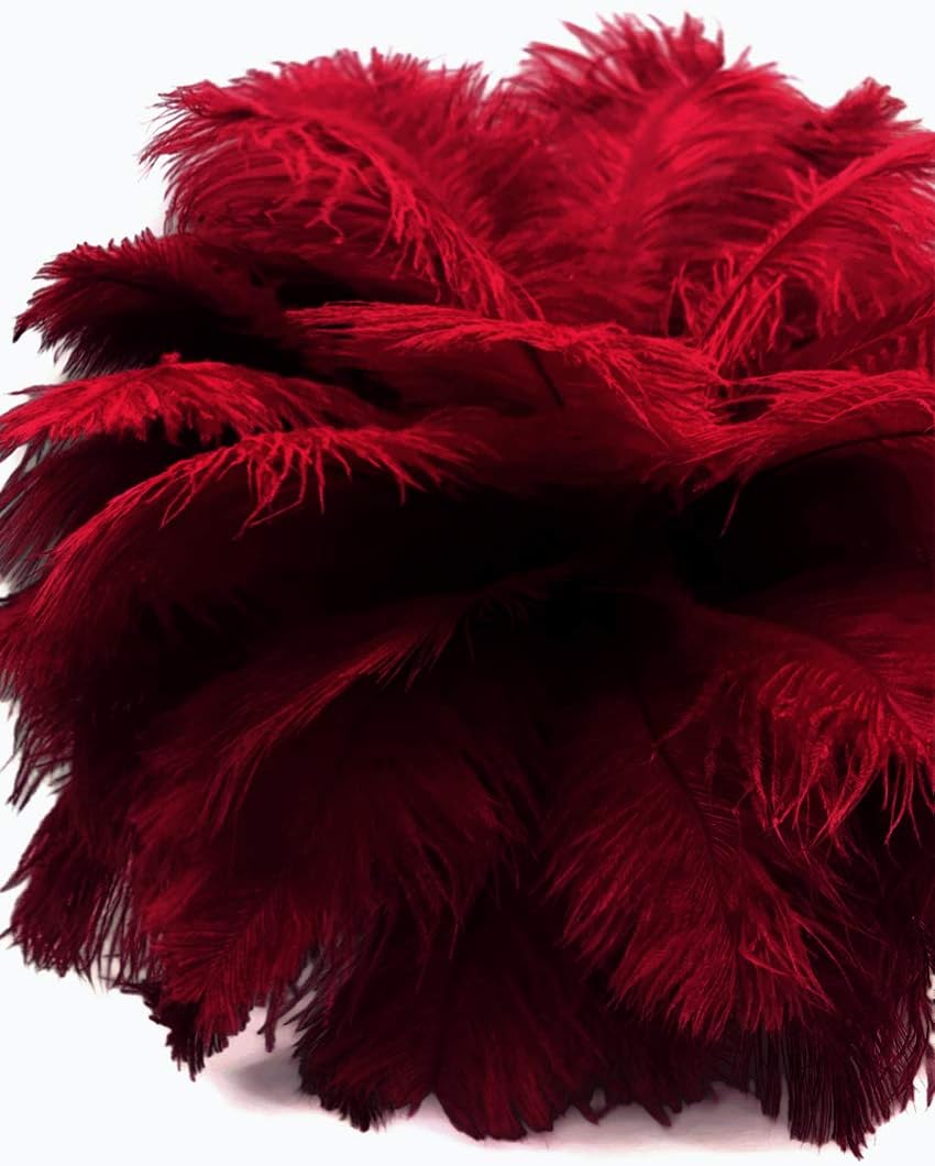 100 Pieces - 6-8" Burgundy Ostrich Drabs Body Wholesale Feathers (Bulk)