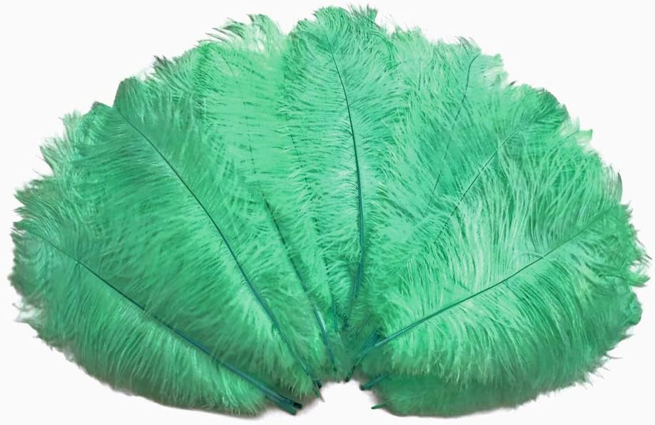 10 Pieces - 19-24" Aqua Green Ostrich Dyed Drabs Body Feathers