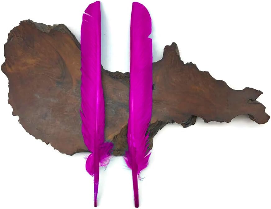 6 Pieces - Hot Pink Turkey Pointers Primary Wing Quill Large Feathers