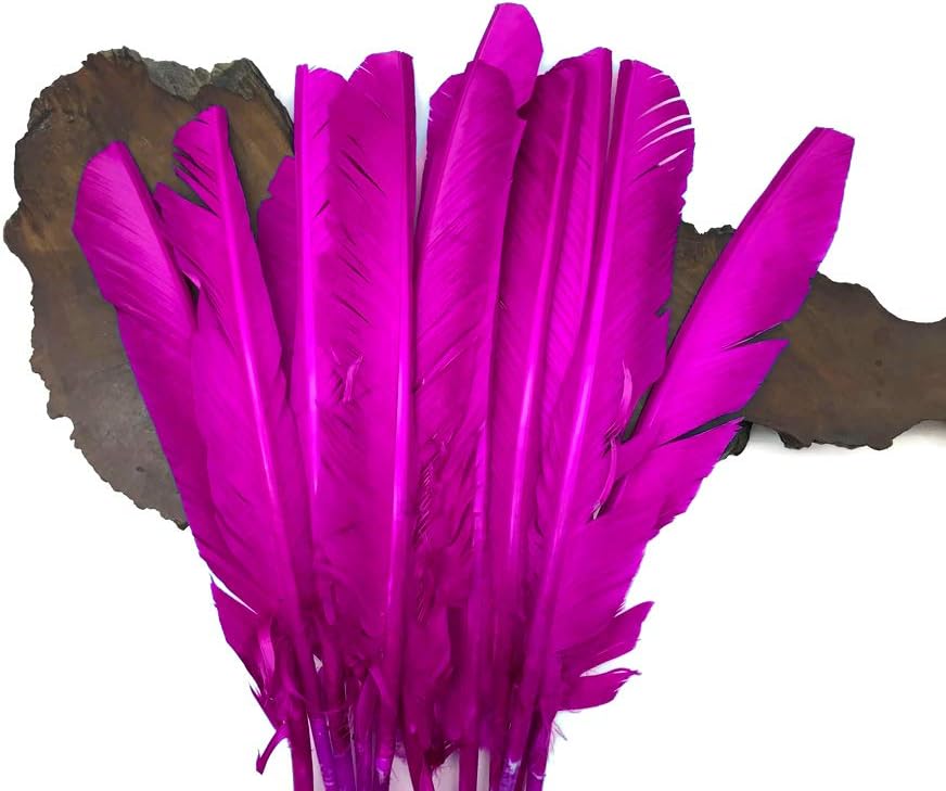 6 Pieces - Hot Pink Turkey Pointers Primary Wing Quill Large Feathers