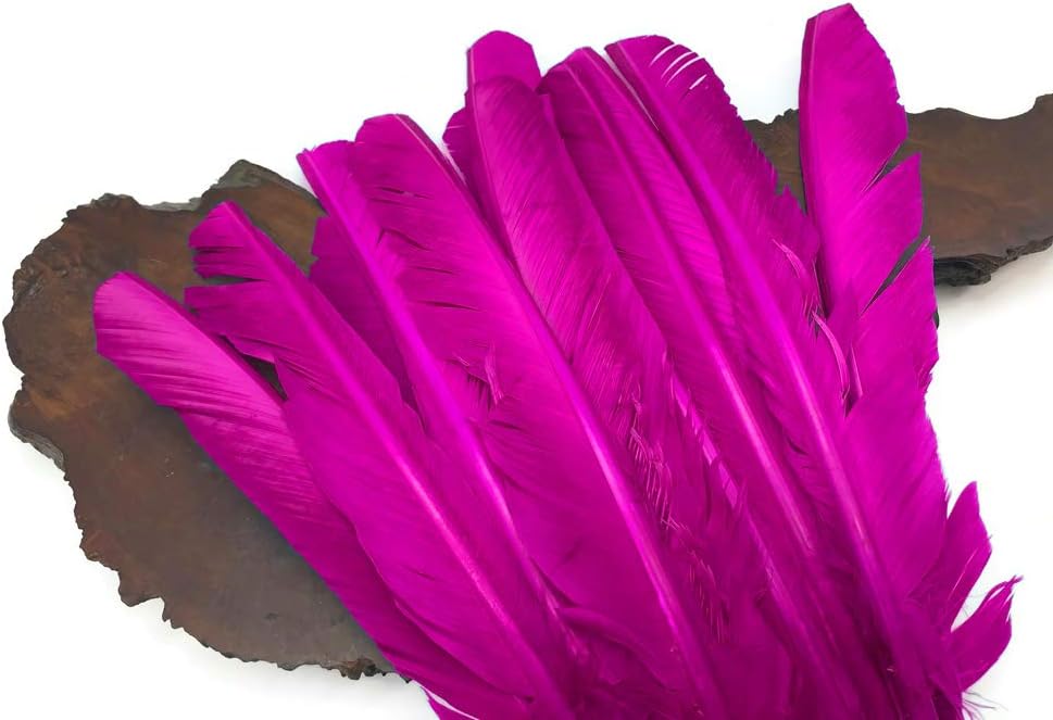 6 Pieces - Hot Pink Turkey Pointers Primary Wing Quill Large Feathers