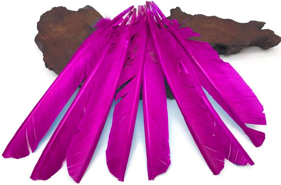 6 Pieces - Hot Pink Turkey Pointers Primary Wing Quill Large Feathers