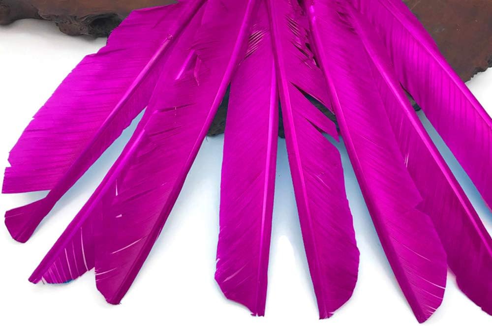 6 Pieces - Hot Pink Turkey Pointers Primary Wing Quill Large Feathers
