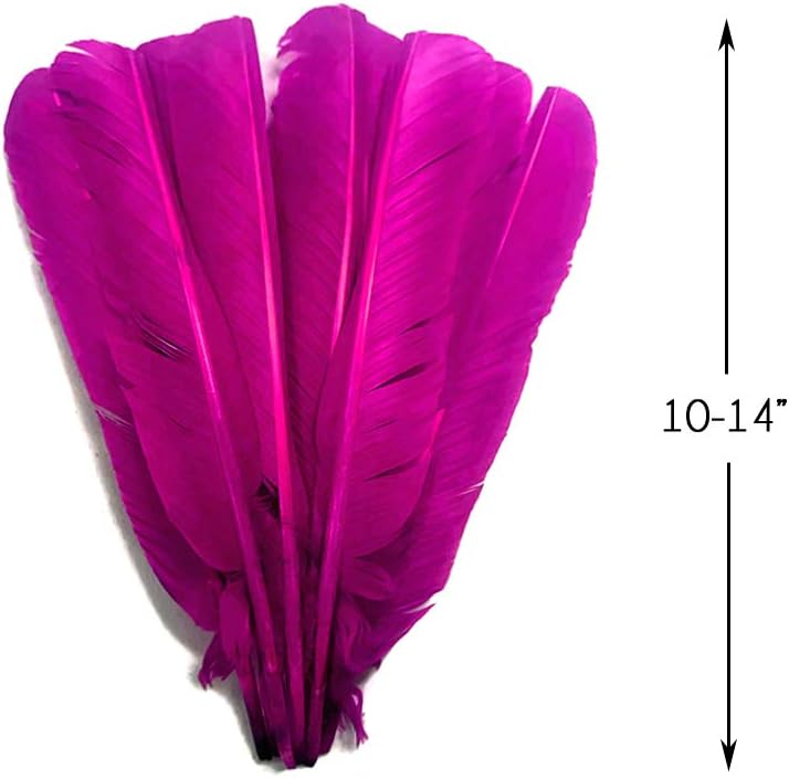 6 Pieces - Hot Pink Turkey Pointers Primary Wing Quill Large Feathers