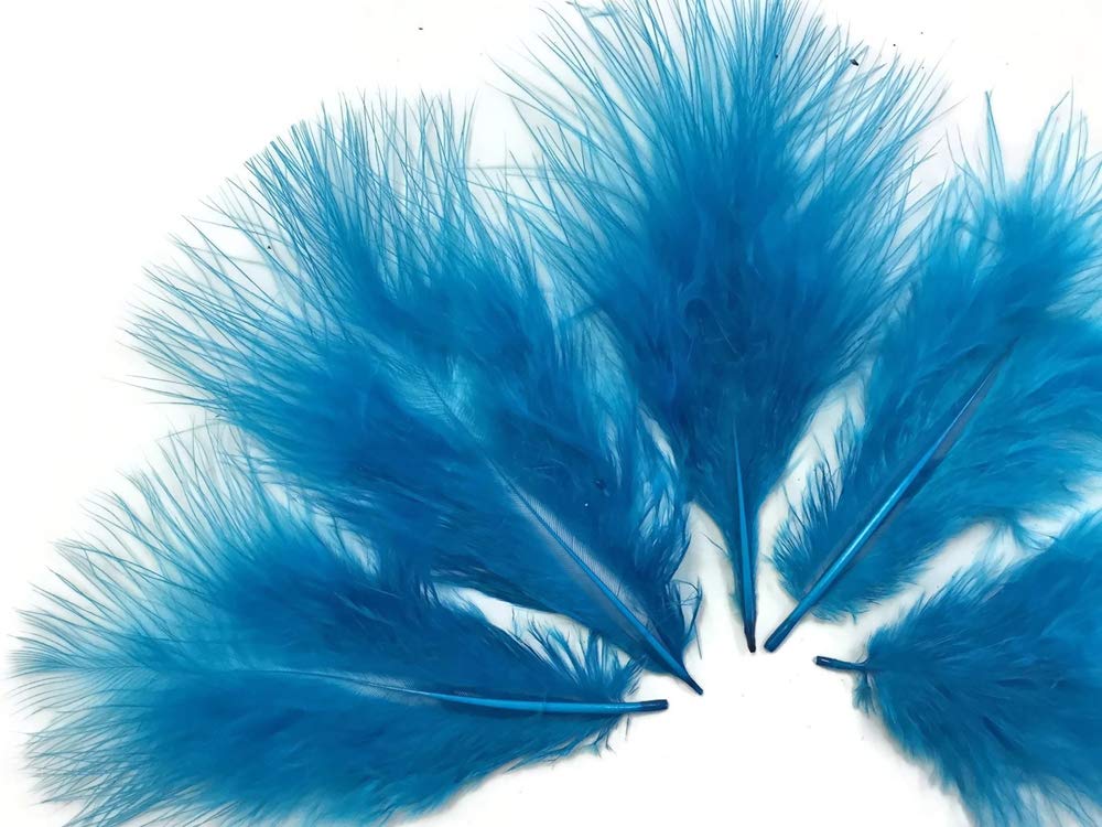 1/4 Lb - Turquoise Blue Turkey Marabou Short Down Fluffy Loose Wholesale Feathers (Bulk)