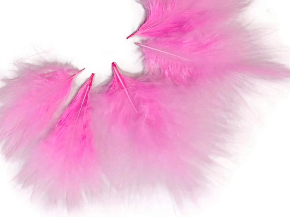 1/4 Lb - Candy Pink Turkey Marabou Short Down Fluffy Loose Wholesale Feathers (Bulk)