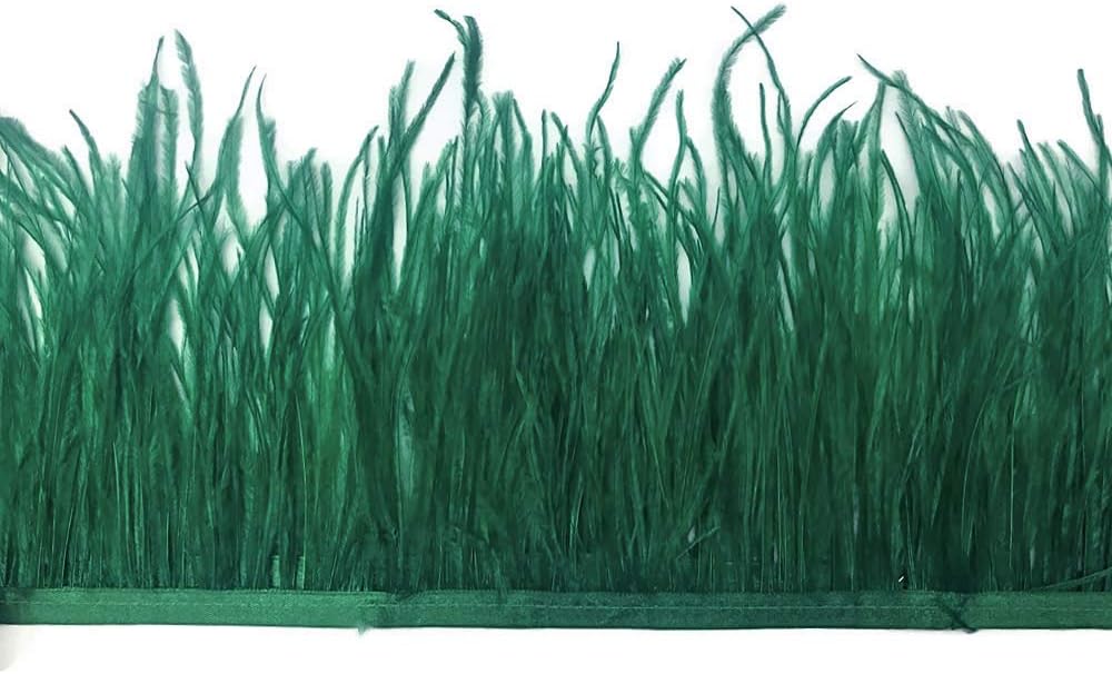 6 Inch Strip - Hunter Green Ostrich Fringe Trim Feather