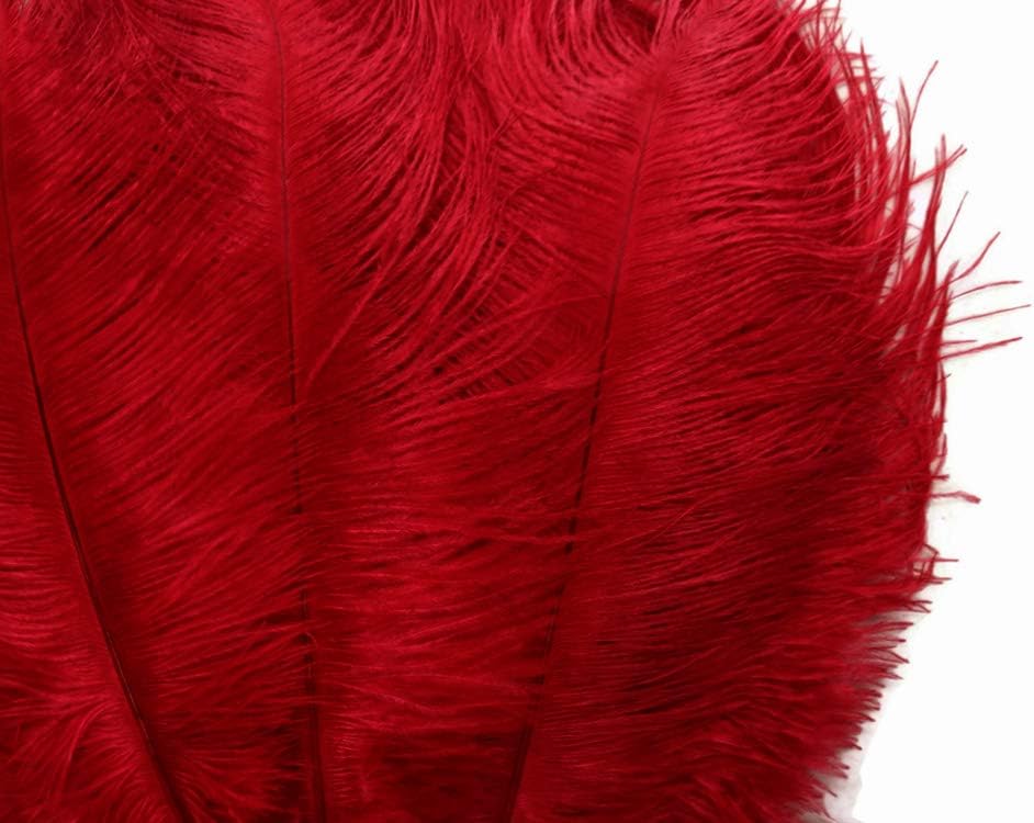 100 Pieces - 8-10" Red Ostrich Dyed Drab Body Wholesale Feathers (Bulk)