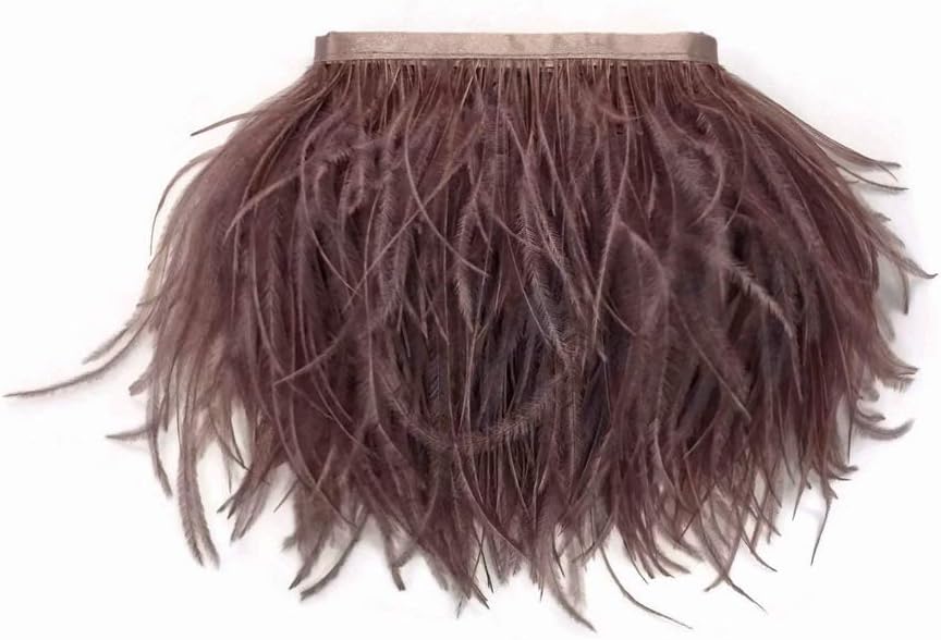 1 Yard - Mocha Ostrich Fringe Trim Wholesale Feather (Bulk)