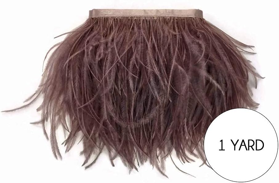 10 Yards - Mocha Ostrich Fringe Trim Wholesale Feather (Bulk)