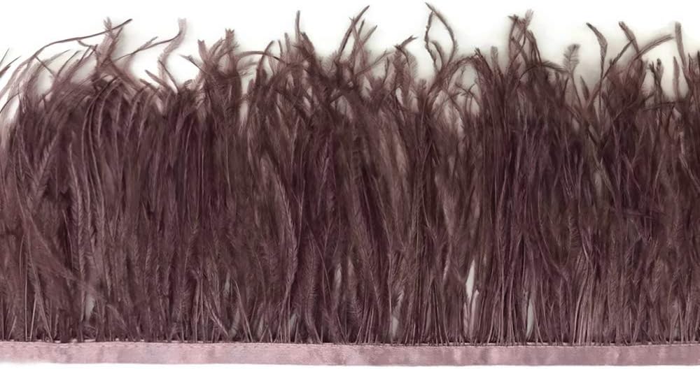 1 Yard - Mocha Ostrich Fringe Trim Wholesale Feather (Bulk)