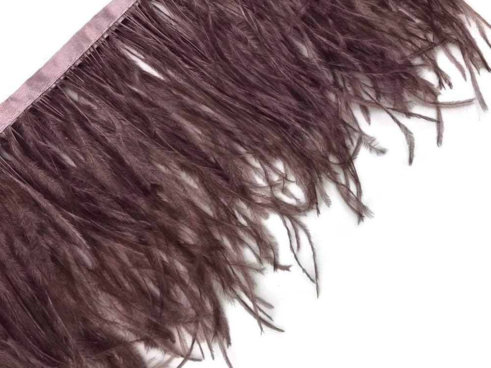 1 Yard - Mocha Ostrich Fringe Trim Wholesale Feather (Bulk)