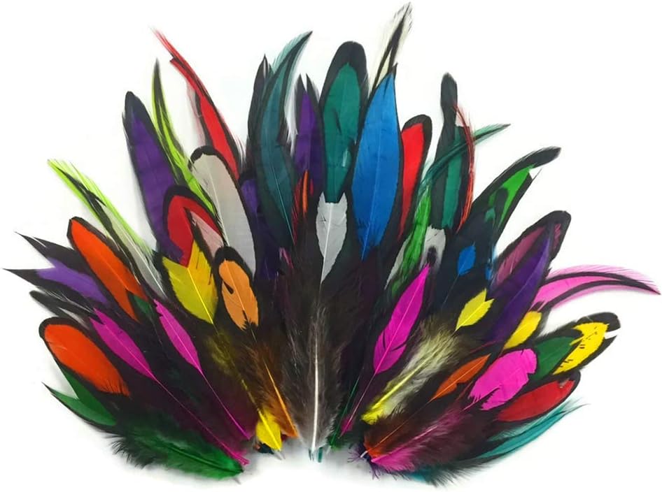 1 Pack - Imperfect Colorful Mix Laced Hen Rooster Cape Saddle Feather 0.05 Oz.