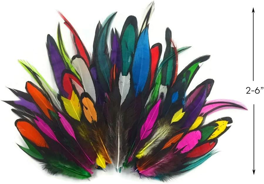 1 Pack - Imperfect Colorful Mix Laced Hen Rooster Cape Saddle Feather 0.05 Oz.