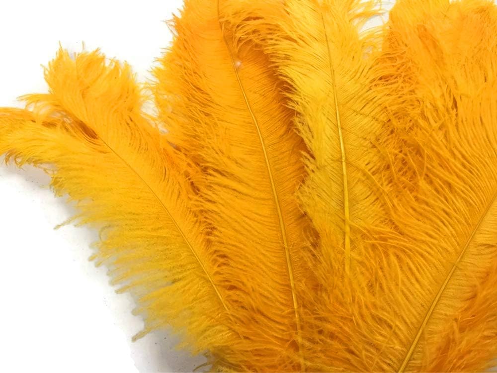 1/2 Lb. - 18-24" Golden Yellow Large Ostrich Wing Plume Wholesale Feathers (Bulk)