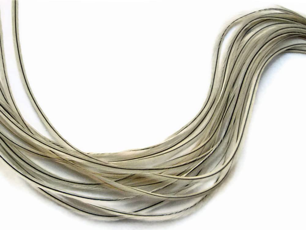 6 Pieces - Silver Badger Thick Long Rooster Hair Extension Feathers