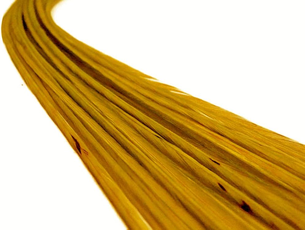 1 Dozen - Medium Solid Antique Gold Rooster Saddle Whiting Hair Extension Feathers