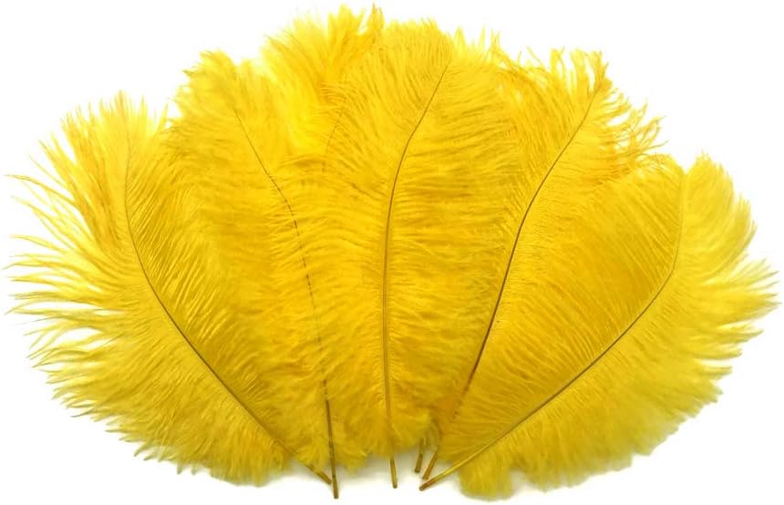 100 Pieces - 8-10" Yellow Ostrich Dyed Drab Body Wholesale Feathers (Bulk)