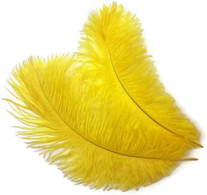 100 Pieces - 8-10" Yellow Ostrich Dyed Drab Body Wholesale Feathers (Bulk)
