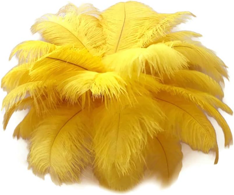 100 Pieces - 8-10" Yellow Ostrich Dyed Drab Body Wholesale Feathers (Bulk)