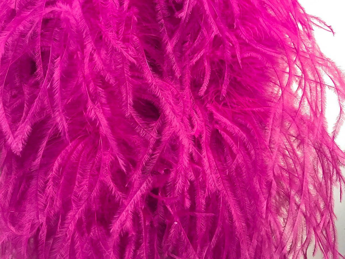 2 Yards - Hot Pink 3 Ply Ostrich Medium Weight Fluffy Feather Boa