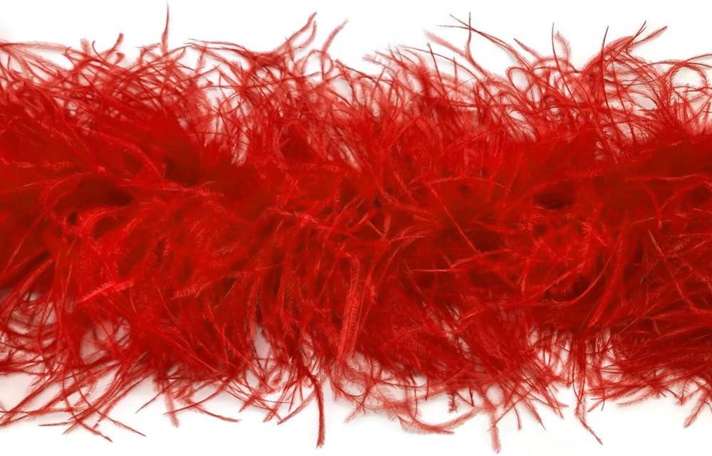 2 Yards - Red 2 Ply Ostrich Medium Weight Fluffy Feather Boa