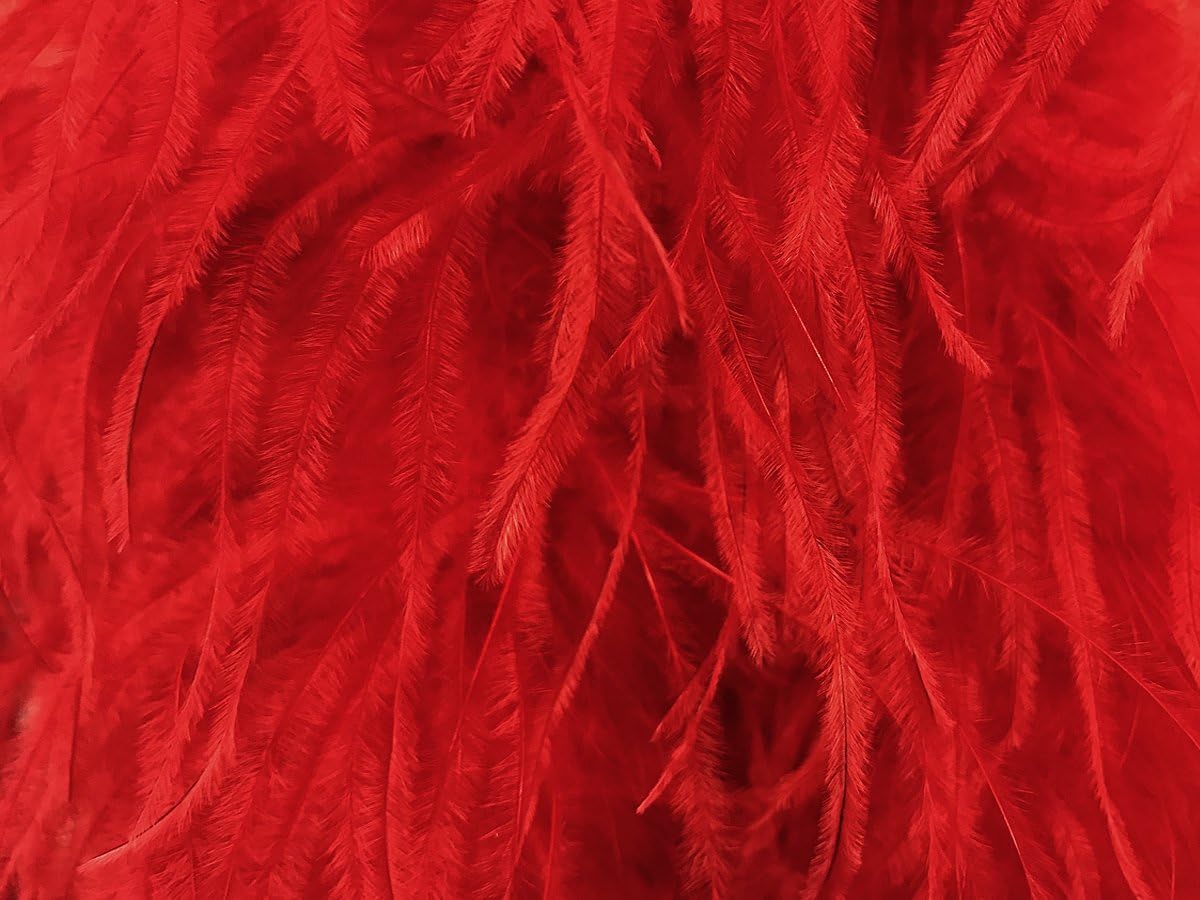 2 Yards - Red 2 Ply Ostrich Medium Weight Fluffy Feather Boa