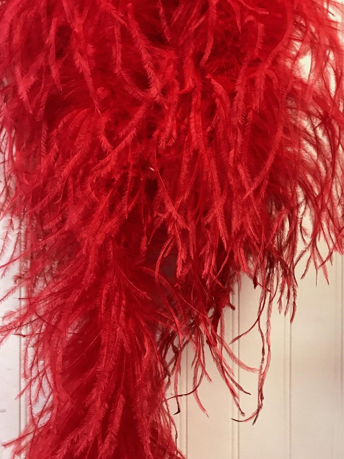 2 Yards - Red 2 Ply Ostrich Medium Weight Fluffy Feather Boa