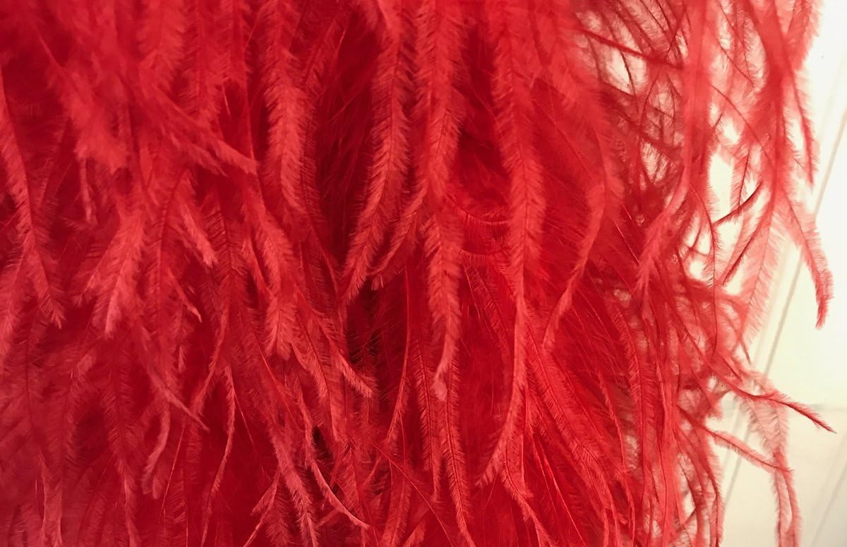 2 Yards - Red 2 Ply Ostrich Medium Weight Fluffy Feather Boa