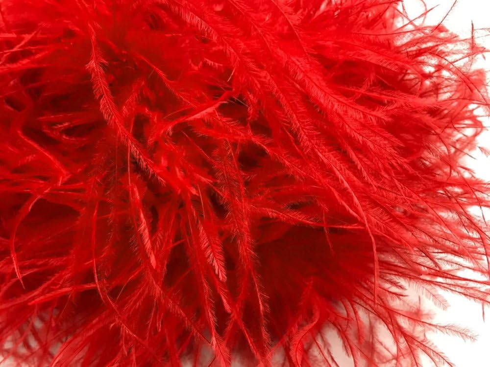 2 Yards - Red 2 Ply Ostrich Medium Weight Fluffy Feather Boa