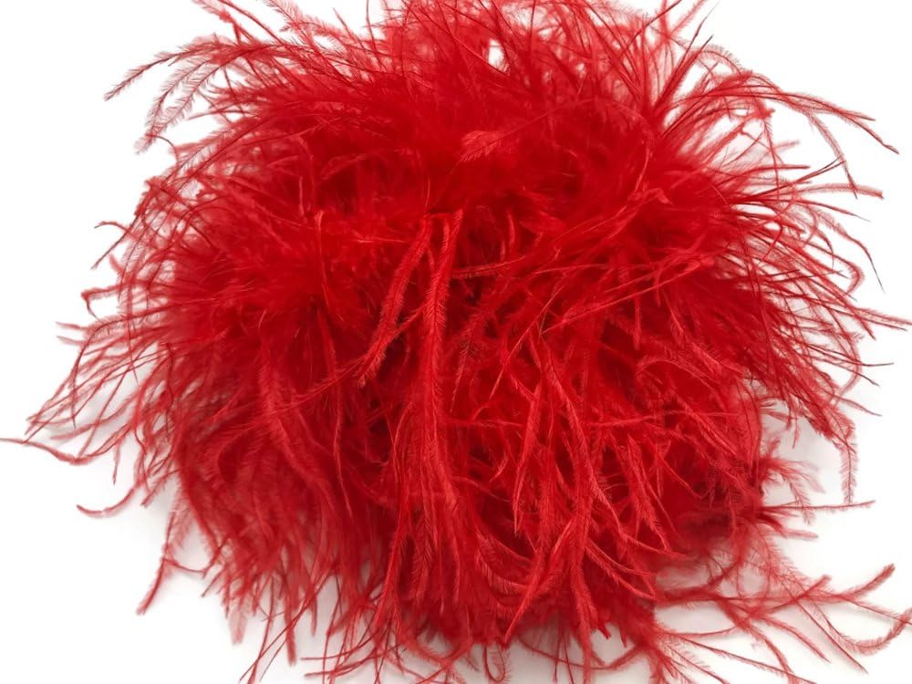 2 Yards - Red 2 Ply Ostrich Medium Weight Fluffy Feather Boa