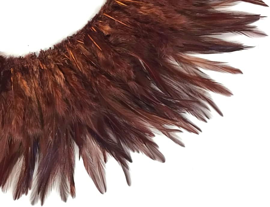 1 Dozen - Medium Brown Grizzly Rooster Saddle Whiting Hair Extension Feathers