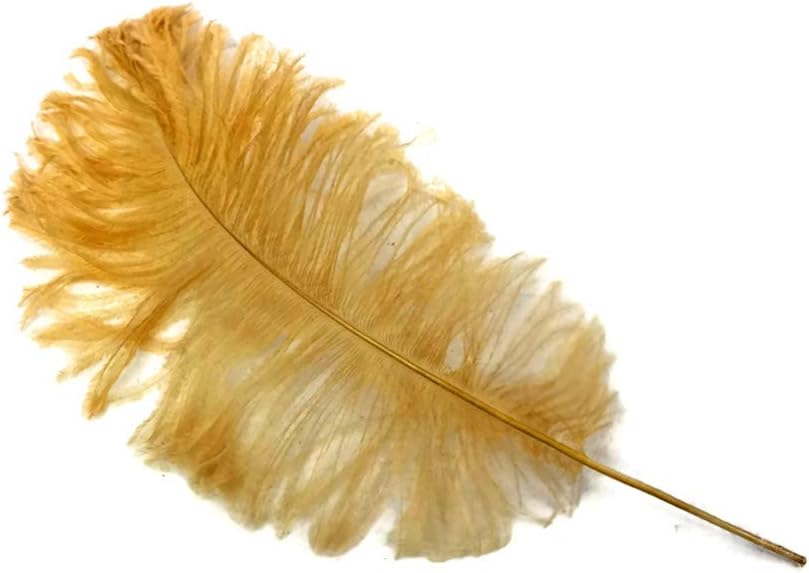 10 Pieces -  12-16" Antique Gold Dyed Ostrich Tail Fancy Feathers