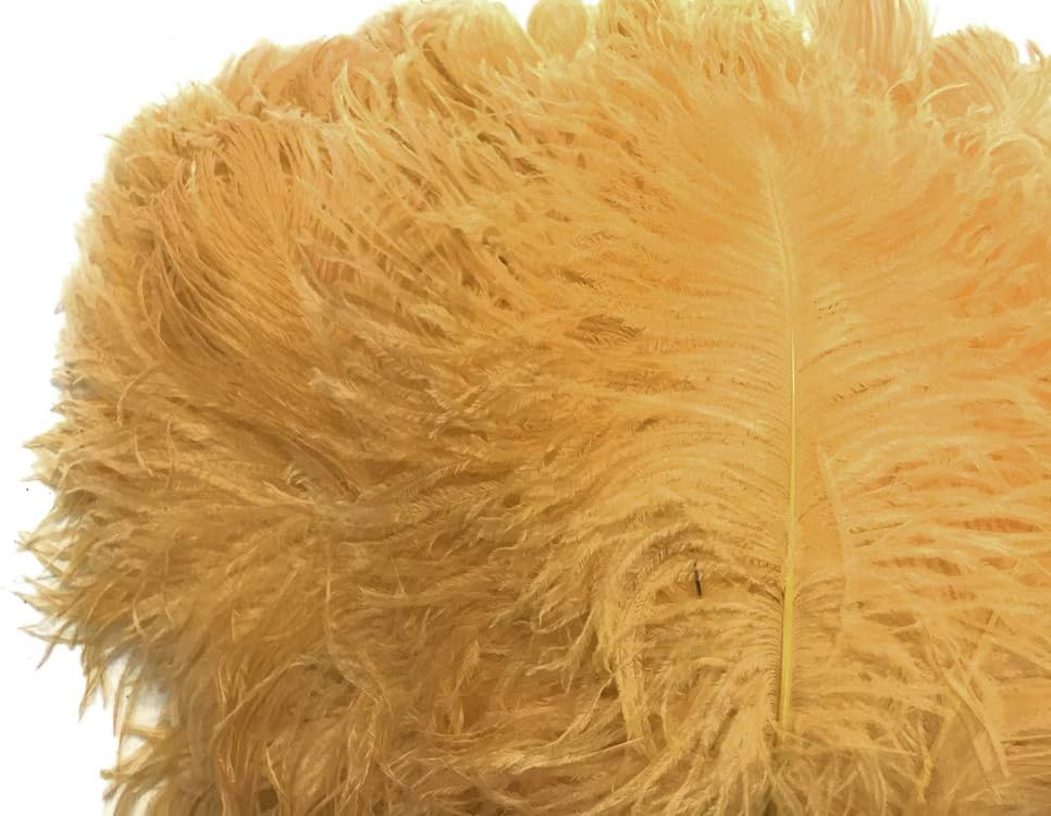 10 Pieces -  12-16" Antique Gold Dyed Ostrich Tail Fancy Feathers
