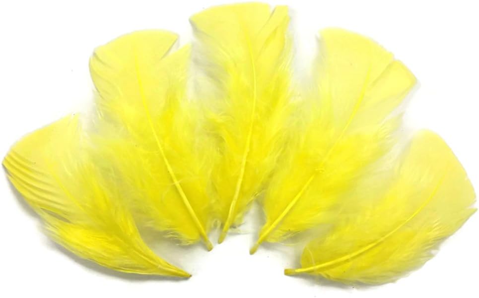 1 Pack - Yellow Dyed Turkey T-Base triangle Body Plumage Feathers 0.50 Oz.